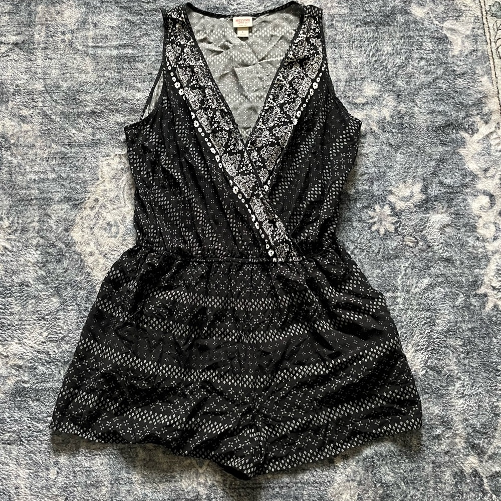 Mossimo Supply Co Black Romper with Intricate Detailing